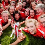 Cork celebrate with the trophy 28/4/2018