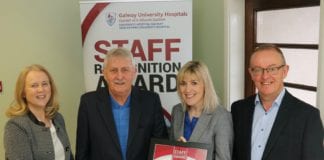 ‘Friendly and helpful’ Tuam native honoured after 38 years of service to UHG and HSE GUH hospital Joe Kelly tuam galway daily