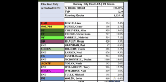 Galway City East first tally shows McDonnell topping the poll Galway Daily news Galway city east first tally