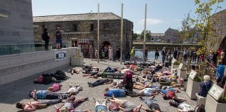 Pictures: Chilling ‘die-in’ protest in City die-in rebellion galway daily