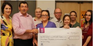 Couple raise €14,510 for UHG cancer patient fund Galway Daily news UHG cancer patient comfort fund cheque