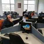 GMIT staff in the Contact Training Centre, Dublin Road campus