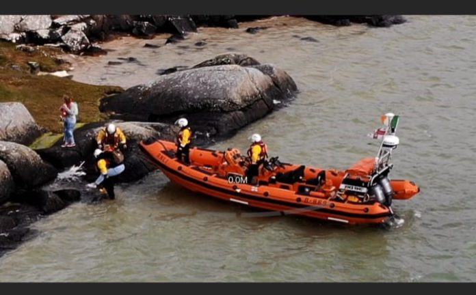 clifden_rnli_assists_two_walkers_cut_off_by_the_tide_at_omey_island Galway Daily news Clifden lifeboat rescues two people stranded on Omey Island