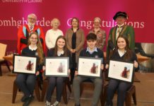 Junior Cert students presented with special Irish recognition award galway daily news junior cert students receiving award in galway