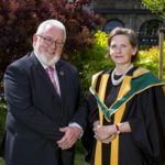 Dr Róisín Healy University of Galway at RIA ceremony with Deputy President and Registrar Professor Pól Ó Dochartaigh