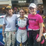 Caption The top three female drivers Rally di Roma Capitale were Sara Cerra (third), Rachele Somaschini (first) and Aoife Raftery (second0. Photo Motorsport Ireland Rally Academy