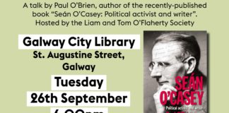 Public invited to talk on connections between Seán O’Casey and Liam O’Flaherty galway daily news liam o'flaherty sean o'casey talk galway city library poster