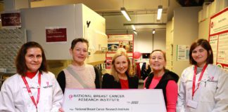 Cheque presented after Aran to Spiddal swim for breast cancer research galway daily news mná n dtonnta hading over cheque to lambe institute