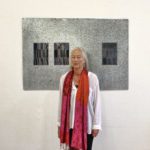 Leonie King with her work,Impressions 2018 photo Hugh Murphy (2023_05_23 11_46_04 UTC)
